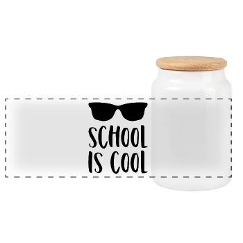 L’école dit que l’école est cool Lunettes de soleil - Boîte à biscuits avec couvercle en bois - blanc - Devant