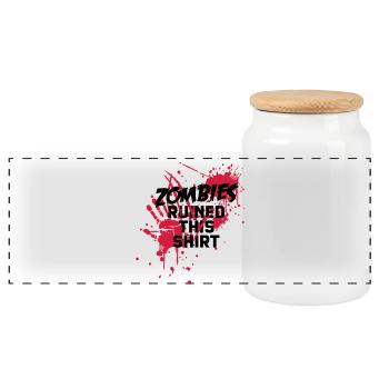 zombies runied this shirt - zombie blutflecken - Panorama Keksdose mit Holzdeckel - Weiß - Vorne
