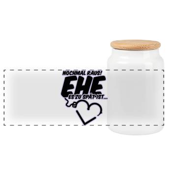 bachelor party wedding shower wedding - Panoramic Cookie Jar with Wooden Lid - white - Front