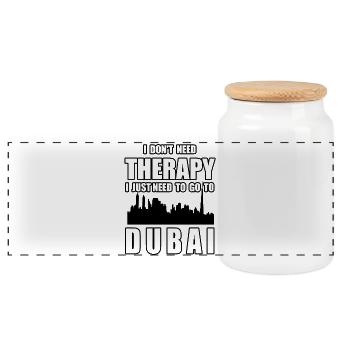 THERAPY DUBAI Funny Holiday Gift - Panoramic Cookie Jar with Wooden Lid - white - Front