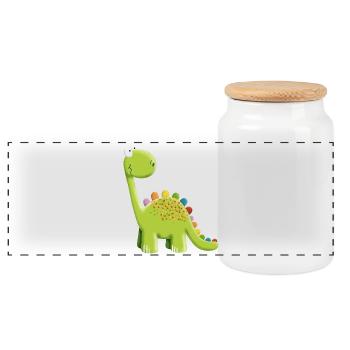 Funny Colorful Stegosaurus Dinosaur I Gift - Panoramic Cookie Jar with Wooden Lid - white - Front