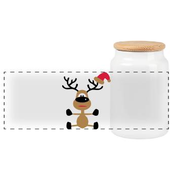 christmas - Panoramic Cookie Jar with Wooden Lid - white - Front