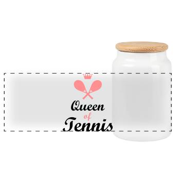tennis - Boîte à biscuits avec couvercle en bois - blanc - Devant