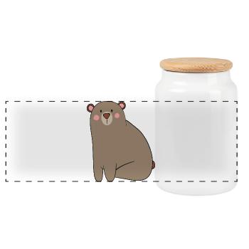Ours - Boîte à biscuits avec couvercle en bois - blanc - Devant