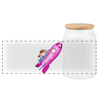 fusée - Boîte à biscuits avec couvercle en bois - blanc - Devant