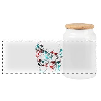 skull - Panoramic Cookie Jar with Wooden Lid - white - Front