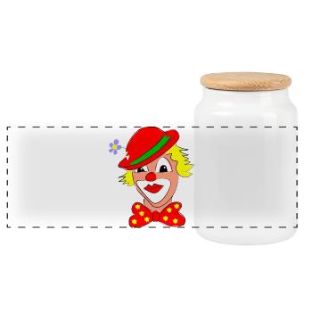 clown - Boîte à biscuits avec couvercle en bois - blanc - Devant