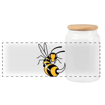 Wasp with giant sting - Panoramic Cookie Jar with Wooden Lid - white - Front