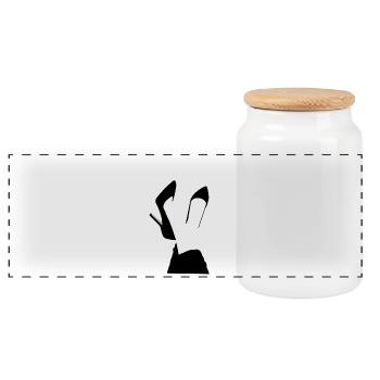 High Heels Silhouette – Glamour Fashion Design - Panoramic Cookie Jar with Wooden Lid - white - Front