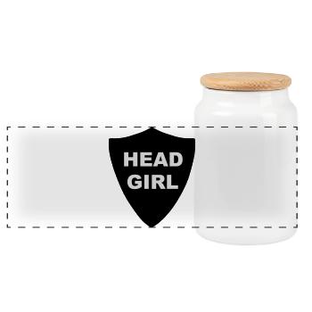 Head Girl Badge - Panoramic Cookie Jar with Wooden Lid - white - Front