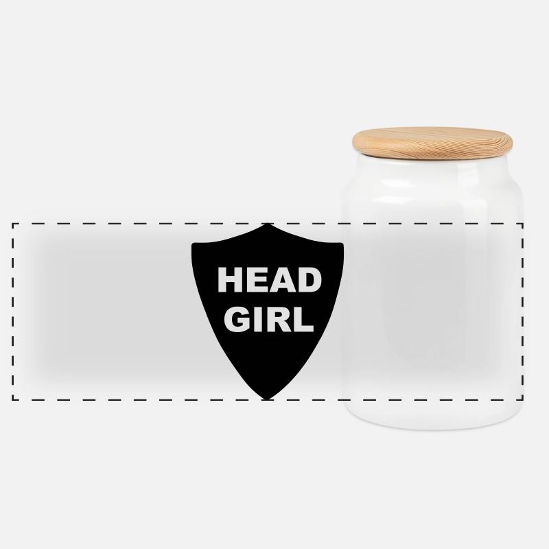 Head Girl Badge - Panoramic Cookie Jar with Wooden Lid - white