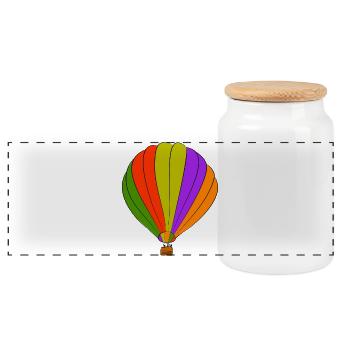 hot air balloon - Panoramic Cookie Jar with Wooden Lid - white - Front