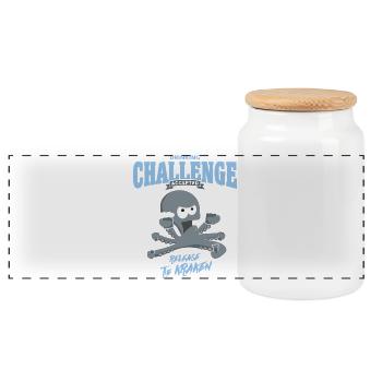 drinking challenge accepted - release the kraken - Panoramic Cookie Jar with Wooden Lid - white - Front