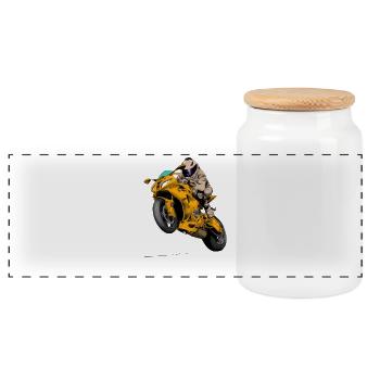 bike - Panoramic Cookie Jar with Wooden Lid - white - Front