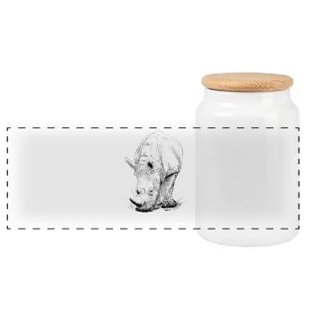 Rhino - Boîte à biscuits avec couvercle en bois - blanc - Devant