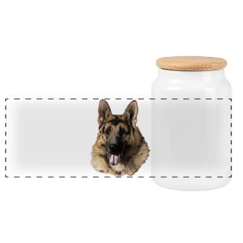 German shepherd - Panoramic Cookie Jar with Wooden Lid - white - Front