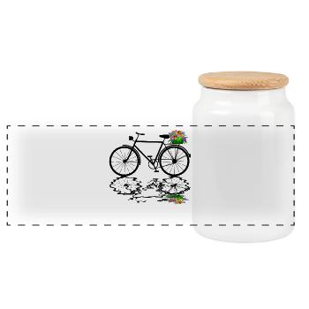 bicycle - Panoramic Cookie Jar with Wooden Lid - white - Front