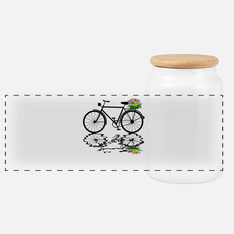 fahrrad blumen radfahrer - Panorama Keksdose mit Holzdeckel - Weiß