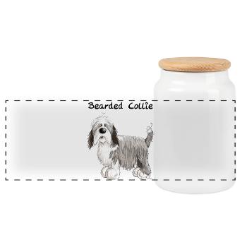 Mignon Bearded Collie - Boîte à biscuits avec couvercle en bois - blanc - Devant