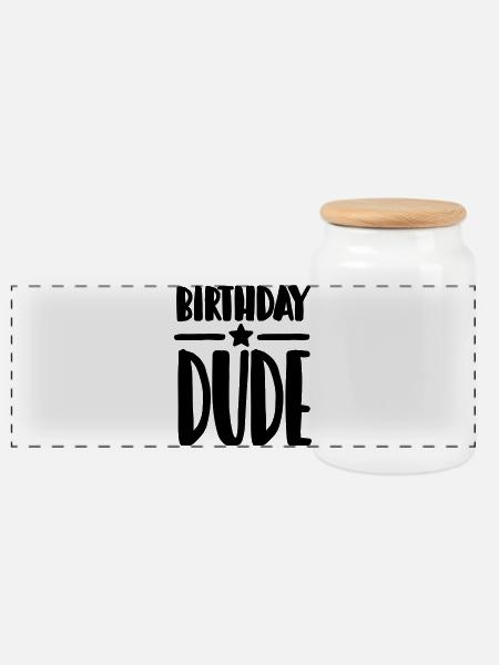 Birthday Dude - Panorama Keksdose mit Holzdeckel - Weiß