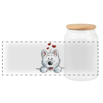 Verliebter Westie - Hund - Herz - Tier - Dog - Panorama Keksdose mit Holzdeckel - Weiß - Vorne