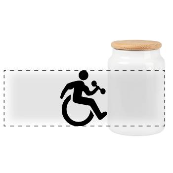 Symbole de fitness en fauteuil roulant # - Boîte à biscuits avec couvercle en bois - blanc - Devant