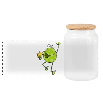 Frosch mit Krone - Frösche - Kröte - Comic - König - Panorama Keksdose mit Holzdeckel - Weiß - Vorne