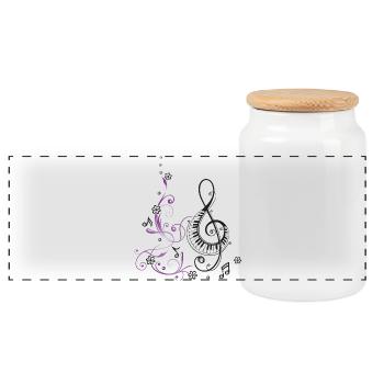 Clef avec piano, fleurs et notes de musique. - Boîte à biscuits avec couvercle en bois - blanc - Devant