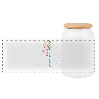 Confetti and streamers colorful party design - Panoramic Cookie Jar with Wooden Lid - white - Front