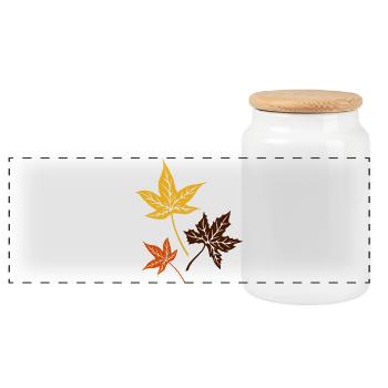Ahorn Herbstblätter Herbst Blätter - Panorama Keksdose mit Holzdeckel - Weiß - Vorne