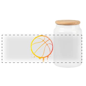 Basketballer - Basketball - BBall - Basket Ball - Panorama Keksdose mit Holzdeckel - Weiß - Vorne