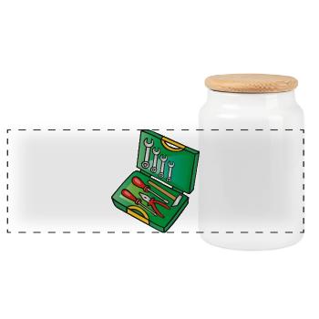 Toolbox | toolbox - Panoramic Cookie Jar with Wooden Lid - white - Front