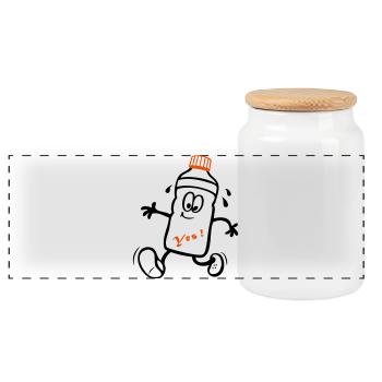 Athlete, Jogger - Panoramic Cookie Jar with Wooden Lid - white - Front