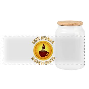 DDR coffee muckefuck with cup in retro style - Panoramic Cookie Jar with Wooden Lid - white - Front
