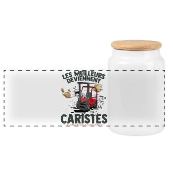Cariste - Boîte à biscuits avec couvercle en bois - blanc - Devant