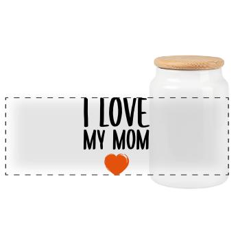 I love my Mom - Panorama Keksdose mit Holzdeckel - Weiß - Vorne
