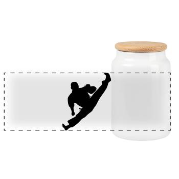 Jumpkick geri kick karaté ou teakwondo - Boîte à biscuits avec couvercle en bois - blanc - Devant
