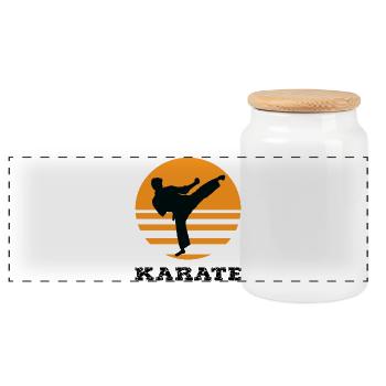 karaté - Boîte à biscuits avec couvercle en bois - blanc - Devant
