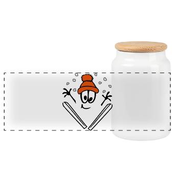 Skis de ski skieurs - Boîte à biscuits avec couvercle en bois - blanc - Devant