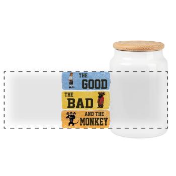 The Good The Bad The Monkey Vintage Island Geschen - Panorama Keksdose mit Holzdeckel - Weiß - Vorne