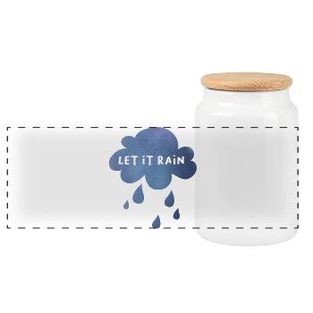 Let it rain cloud rain drop weather moody - Panoramic Cookie Jar with Wooden Lid - white - Front