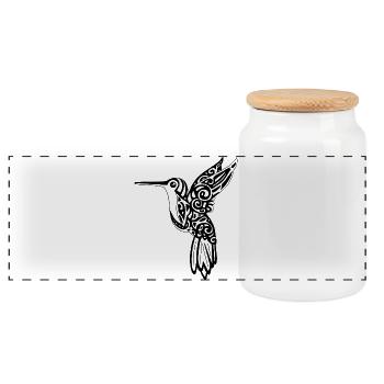Oiseau colibri noir - Boîte à biscuits avec couvercle en bois - blanc - Devant