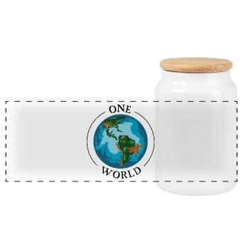 Un monde Terre Planète Symbole Terre Unité Mondiale - Boîte à biscuits avec couvercle en bois - blanc - Devant