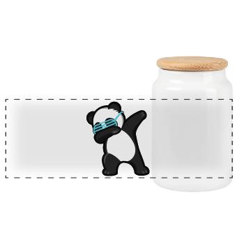 Dabbing Panda Panda Bear - Panoramic Cookie Jar with Wooden Lid - white - Front