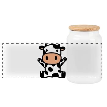 Cow cows - Panoramic Cookie Jar with Wooden Lid - white - Front