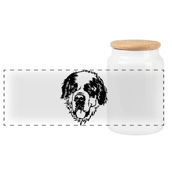 St. Bernard's Head - Panoramic Cookie Jar with Wooden Lid - white - Front