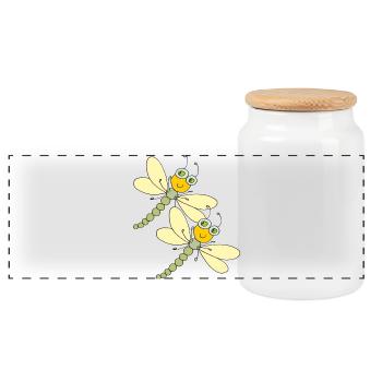 libelle sisters - Panoramic Cookie Jar with Wooden Lid - white - Front