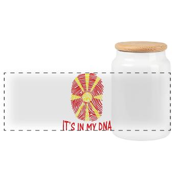 drapeau de macédoine du Nord, il est dans mon t-shirt adn - Boîte à biscuits avec couvercle en bois - blanc - Devant