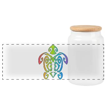 Tortue polynésienne arc-en-ciel - Boîte à biscuits avec couvercle en bois - blanc - Devant