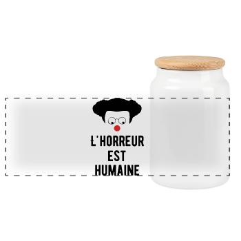 L'horreur est humaine - Citation Humour comique - Boîte à biscuits avec couvercle en bois - blanc - Devant